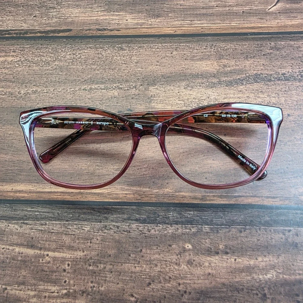 Scott Harris Europa SH-558 Purple Tortoise Cat Eye Eyeglasses Frames Italy 55-15